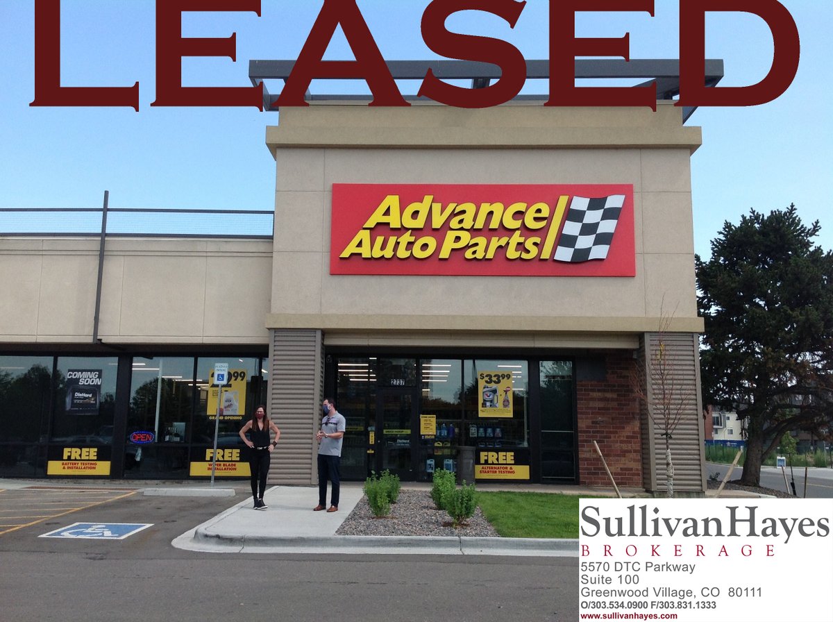 Congrats @AdvanceAutoParts on new lease at Belleview Connection Littleton, Colorado! Courtney Key & Pat Shelton @SH_Brokerage_CO rep'd the tenant & Mike DePalma, David Dobek, & Sean Kulzer also at SullivanHayes Brokerage represented the landlord, Armstrong Capital Development