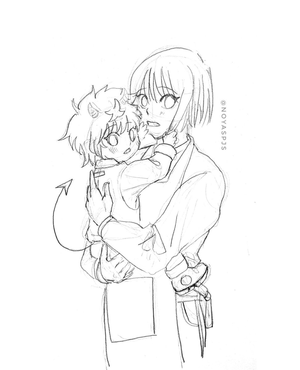 When Leorio brought his foster kid Gon into the pediatric office, he was surprised to see two just like them! Mr. Kurapika and Killua, he thinks we're their names..? #leopikaweek #hxh 

Also check @j1mmbles colored version that I'll link below I'm literally SCREAMIGN 