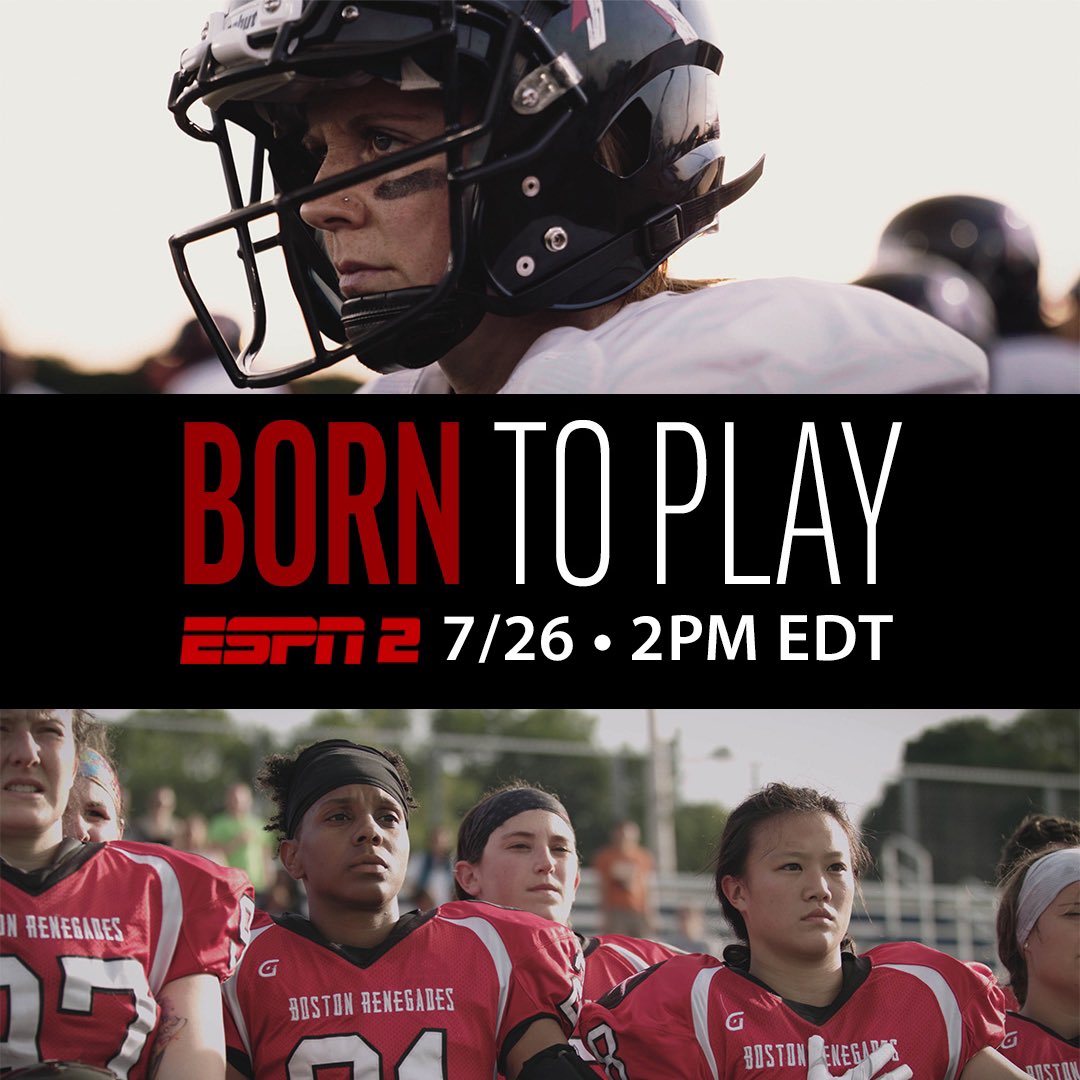 Another opportunity to catch Born To Play LIVE on TV, this time on ESPN 2 at 2pm ET! Let’s keep building momentum!! #BornToPlay #WomenTackleFootball @GoRenegades