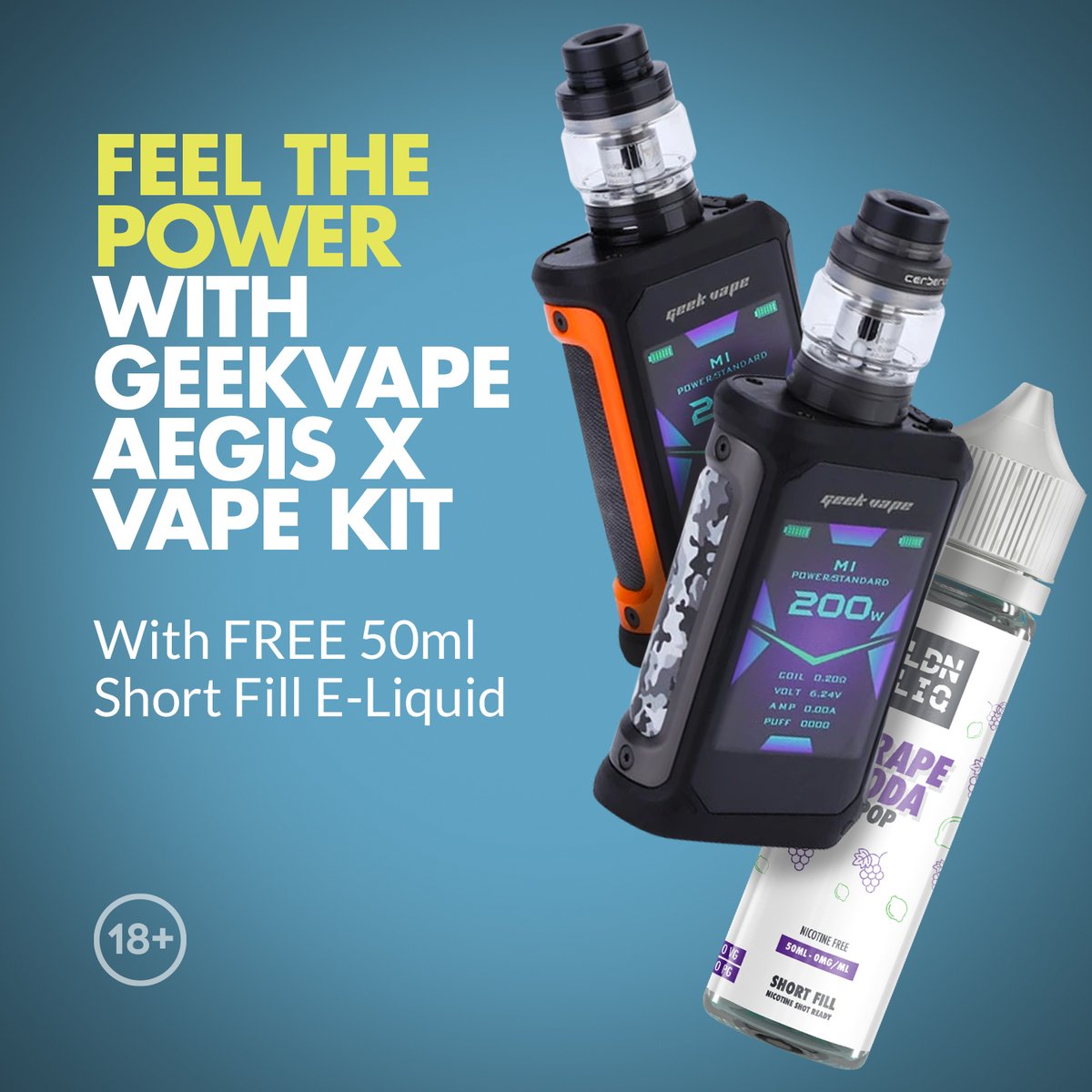 UKECIGSTORE's tweet photo. The Brand New Aegis X Kit from Geekvape is here at https://t.co/vqYm68mJkn and you get a free 50ml E liquid of your choice!
Think I might go for the signature orange X kit and a Blue Rasberry and Ice eliquid... how about you? 🤔😆
#geekvape #aegisxkit #ldnliq #freeeliquid https://t.co/6wCRSpqZLc