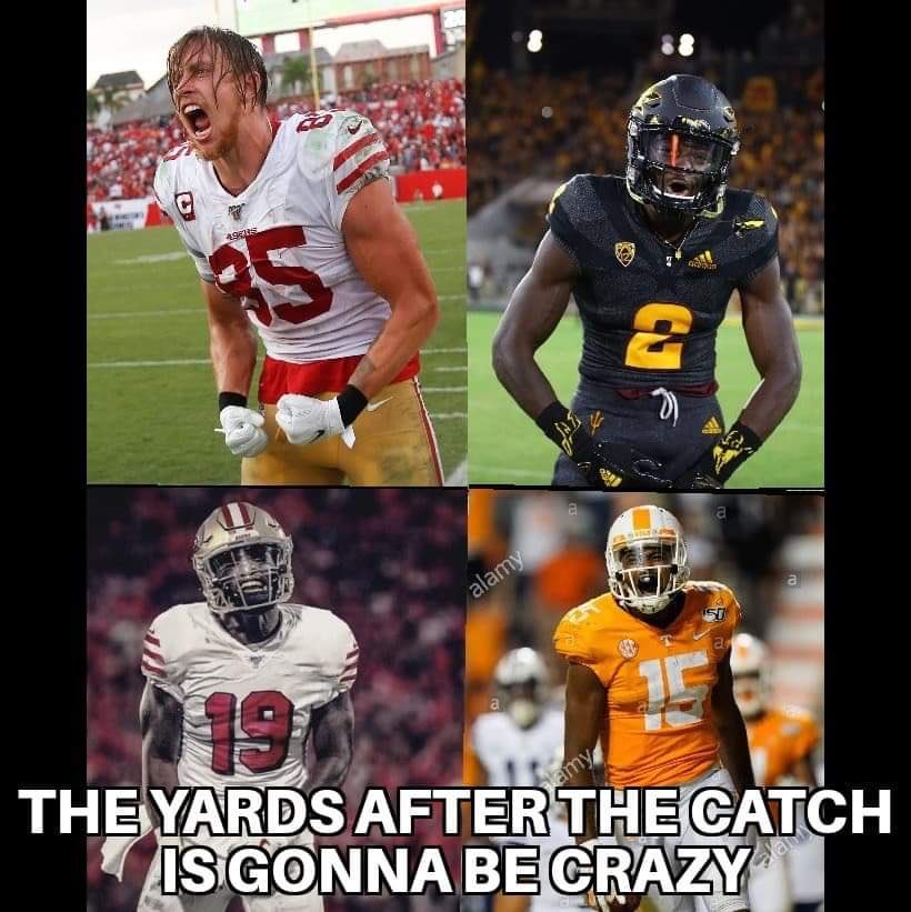 TedH6's tweet photo. @YacovoneRick JJ Dynomieet too!

Need a pic of the #YACpack

DeeBo, #iHurdDat, #AiYACondor &amp; Jennings

Closest I have I have shows Kittle, not Hurd

I bet someone can photoshop it https://t.co/F4QoY03Ngt