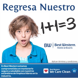 BWMexico's tweet photo. Reserva 3 noches de hospedaje y paga solo 2 noches en https://t.co/j5vZMceYig.

En Best Western estamos comprometidos en mantenerlo seguro y saludable con nuestro programa "We Care Clean" con estándares de limpieza líderes en la industria.

Consulta destinos participantes https://t.co/Xi0n5EtALl