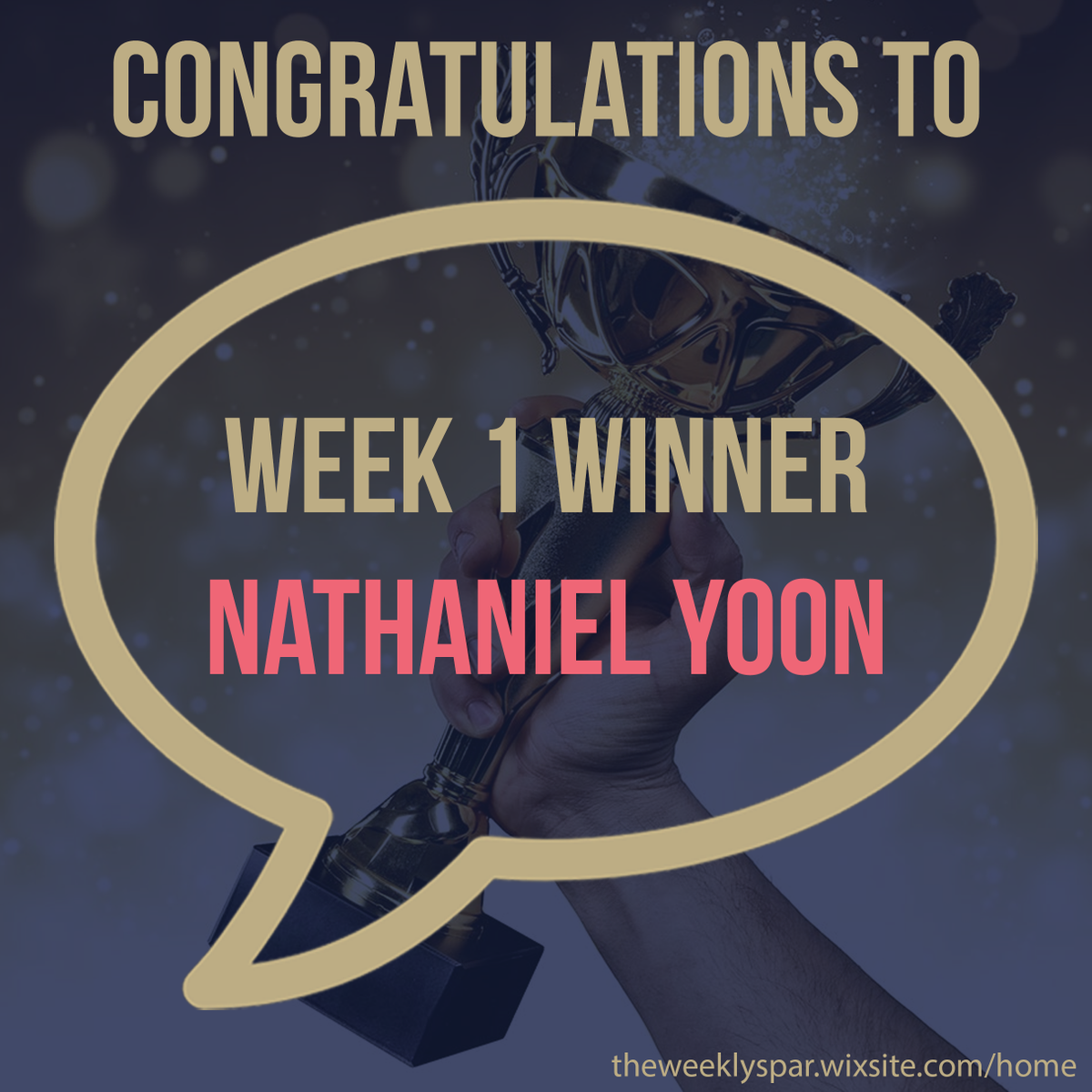 TheWeeklySpar's tweet photo. A belated congrats to Nathaniel Yoon for winning the first ever Weekly Spar tournament! Featured in the exhibition round on our Youtube, Nathaniel's articulate speaking and quick thinking were both vital components in his undefeated record.
#theweeklyspar #debate #week1winner https://t.co/ArP4CEaNrU