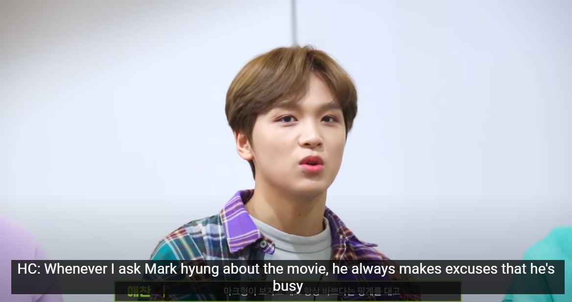 [NCT TMI / Seasonies Like This 127 Ep. 6 181126 (uploaded)]] Mark’s busy and they weren’t able to watch movies. Haechan said he feels like giving up on movie dates now :(   #MarkHyuck