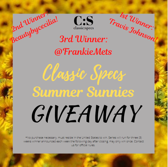 classicspecs's tweet photo. 🎉WINNER WINNER! Congrats to the last winner in our 🌞Summer Sunnies Giveaway🌞 series, @FrankieMets!
Be sure to follow us @classicspecs for more giveaways in the future!
#classicspecs #classicspecsstye #classicspecsfamily #giveaway #free #freeshades #shades #sunglassesfashion https://t.co/ZlDecuVCqi