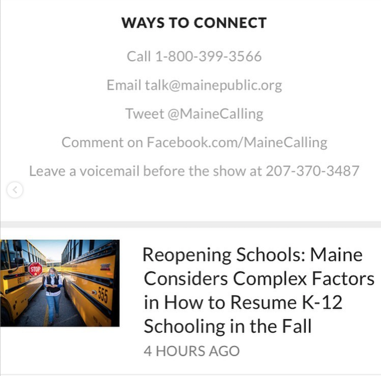 OutrightMaine's tweet photo. ⚠️ACTION ALERT⚠️ 1-2pm @mainecalling is holding a conversation on Reopening Maine’s K-12 schools this fall!

Let’s flood their phone lines and twitter with questions and comments about student rights and education justice in the time of COVID. https://t.co/HtUZN10fJH