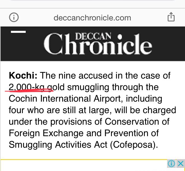 8/8 TRIVIA: ~ Didi hd apparently whittled down the PCAPA leader’s life term so that he cld b out b4 the elections.  ~In 2015, 2000 Kgs of gold ws seized in Kerala(worth Rs 600 Cr), bt somehow that news did not grab many eyeballs. 