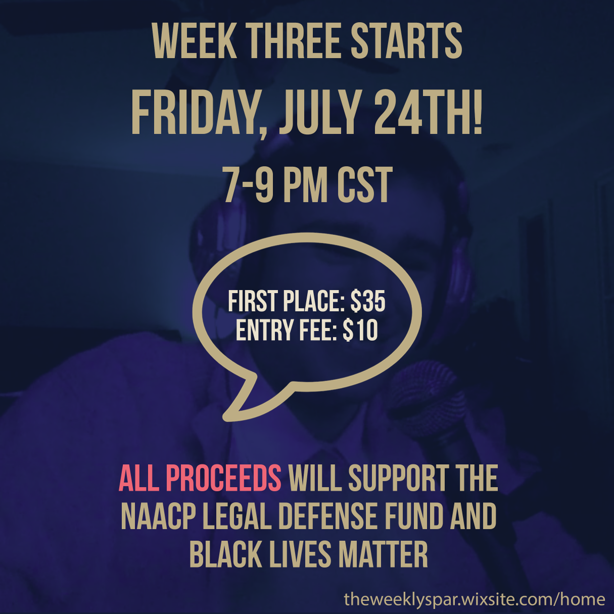 TheWeeklySpar's tweet photo. We're now opening registration for Week Three of The Weekly Spar! We offer a 3 round, fast-paced extemporaneous debate format for a $10 fee and $35 prize, with ALL proceeds sent to charity!

Want to register or learn more? Check out the website in our bio!

#theweeklyspar #debate https://t.co/ciRz8K01rX