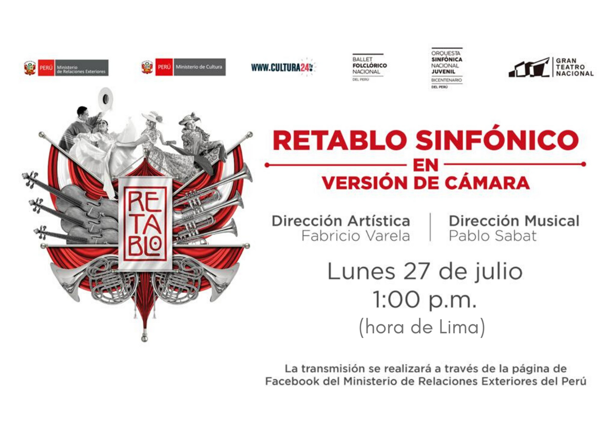 PeruEnTurquia's tweet photo. #FiestasPatrias 🇵🇪 Para celebrar el aniversario de la Independencia del Perú, el Ministerio de Relaciones Exteriores y el Ministerio de Cultura del Perú presentan “Retablo Sinfónico en versión de cámara”. 
A través de https://t.co/mHWIxpnUeJ
¡Los esperamos! https://t.co/iEGAeJlICJ