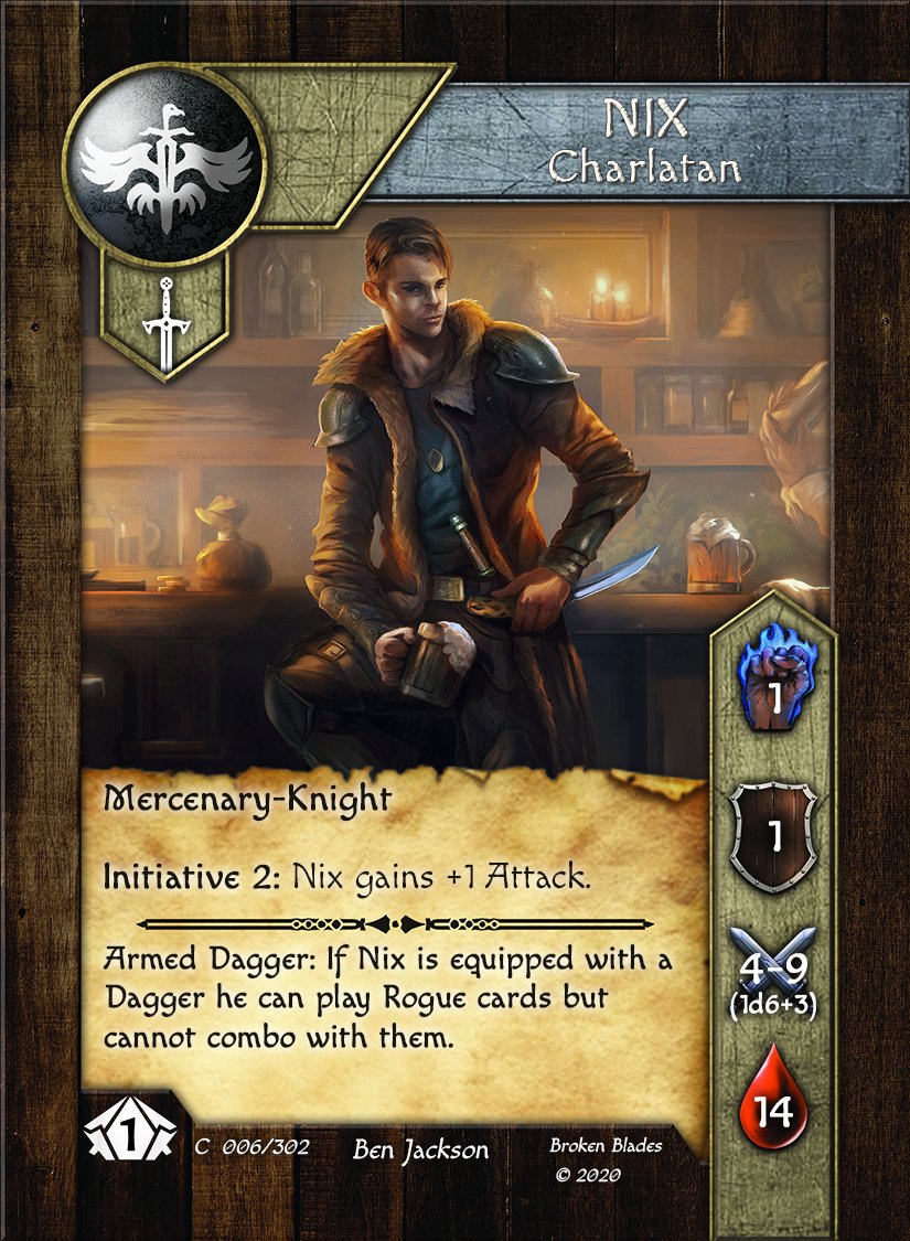 BladesTcg's tweet photo. Artist Shout-out: Ben Jackson 
Here is some of the fantastic art he's done for Broken Blades!
You can find him here: https://t.co/QNcRZzsiC5
And Here: https://t.co/EVxyq28Zrg https://t.co/84XBEZ4SOy