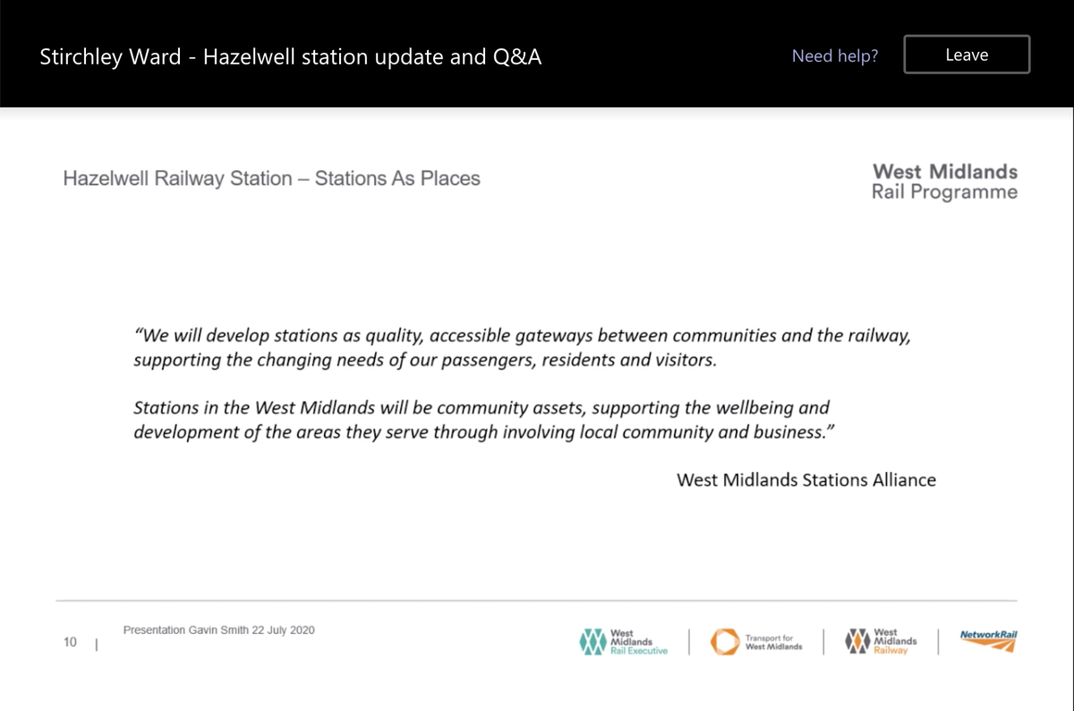 Want to develop new stations around the idea of community assets, rather than being imposed on the community.