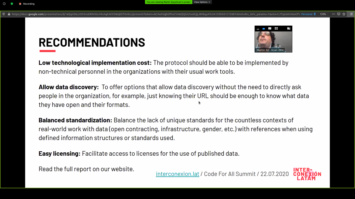 PODERlatam's tweet image. Queremos ir más allá, que más OSC empujen la agenda de la rendición de cuentas, tanto de gobiernos como de empresas: @MartinSzy, nuestro coordinador de Tecnologías, en #CodeForAllSummit hablando sobre Interconexion.lat ✨🔥💪