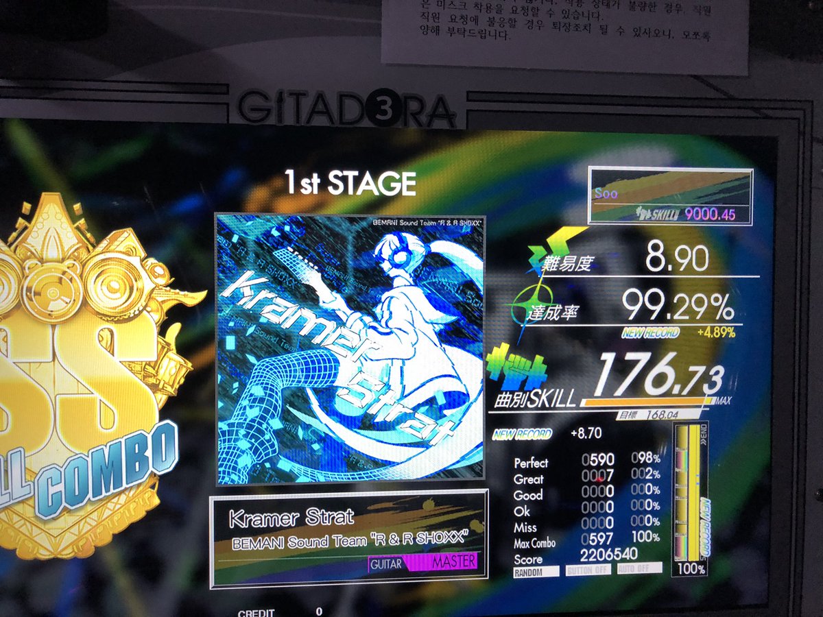 gitadora_soo's tweet photo. 익스체인에 이어 넥스테이지도 9천을 달성했네요
어디까지 갈 수 있을진 모르겠지만 더 노력해보겠습니다
Exchainに続いて Nextageもギタースキル9000再達成しました。
どこまで行けるか分かりませんがもっとがんばります。🎸👍 https://t.co/tZ0AUWbshK