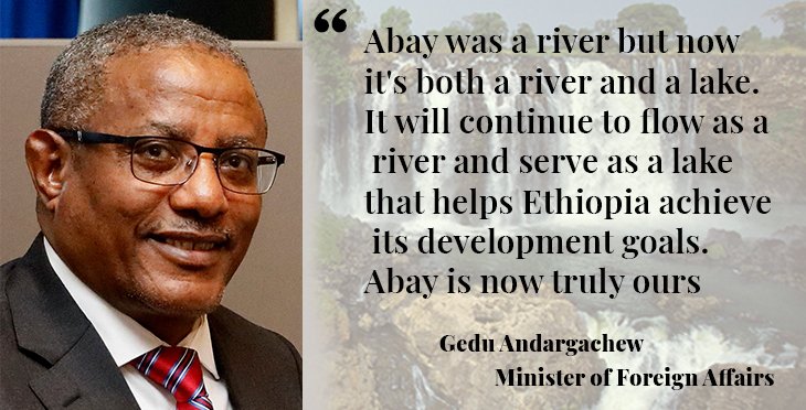 Following the filling of the Grand Renaissance Dam #GERD the Minister of Foreign Affairs @GeduAndargachew had this to say
