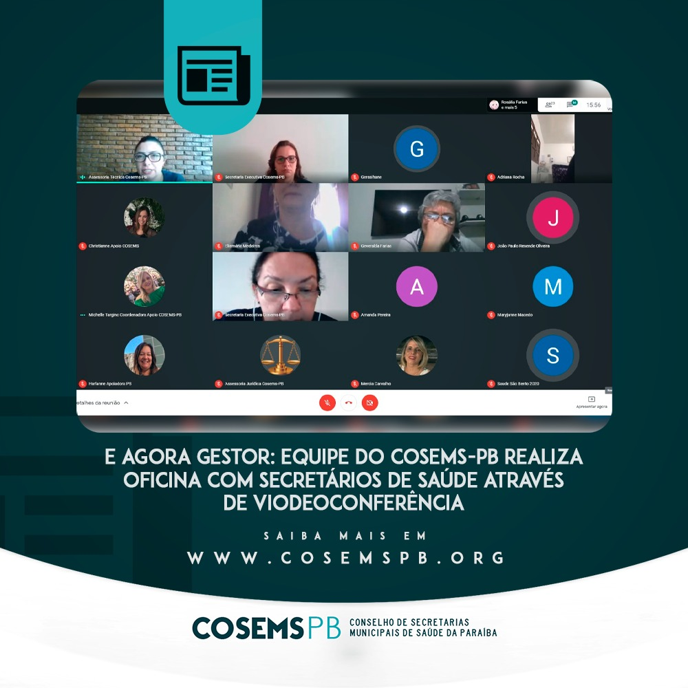 cosems_pb's tweet photo. O COSEMS-PB realizou nesta terça-feira (21), mais uma edição no formato virtual da oficina E Agora, Gestor, que tem como objetivo dar suporte aos secretários, através de reuniões com a equipe técnica e jurídica. 
Saina mais: https://t.co/7GBM5YfZ52 https://t.co/uNzy9gltNt