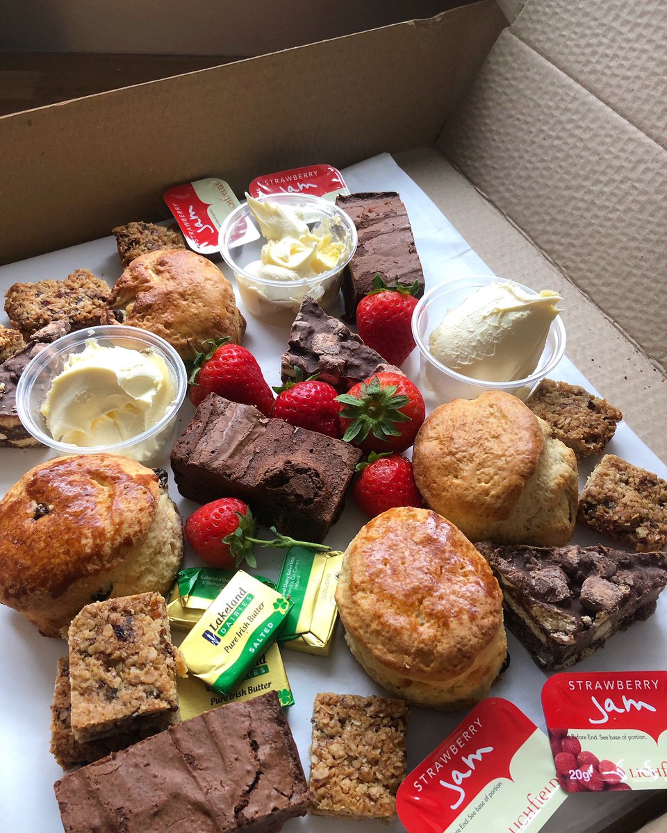 RachAlsKitchen's tweet photo. One of today’s #sharingboxes heading out.. an #afternoontea with a little extra popped in the box as the client was very keen to try our #freshlymade #scotcheggs ... so full the #desserts had to be popped in another box.. Great to receive lovely #feedback and see it all laid out. https://t.co/wxzYU9BUxp