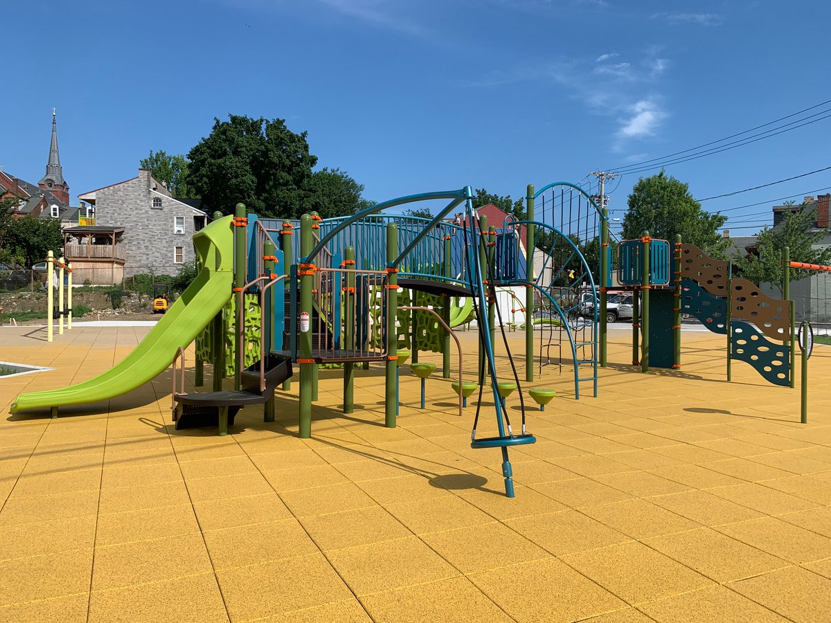 Gen_Rec's tweet photo. Climbing, Spinning, Sliding fun! Check out the great new playground at Culliton Park, Lancaster, PA. #shapedbyplay #genrec https://t.co/ddqbJ2AAuH