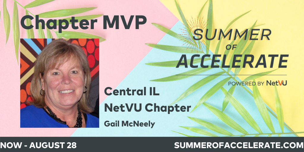 NetVU_Now's tweet photo. Today NetVU would like to recognize Gail McNeely of the Central IL NetVU Chapter. Chapter MVP Award recognizes outstanding chapter members who have helped NetVU chapters flourish. View award winners here: https://t.co/gayYlwy2CO #NetVUNow #StrengthInMembers #ChapterMVP #MVP https://t.co/XSGoK5xPat