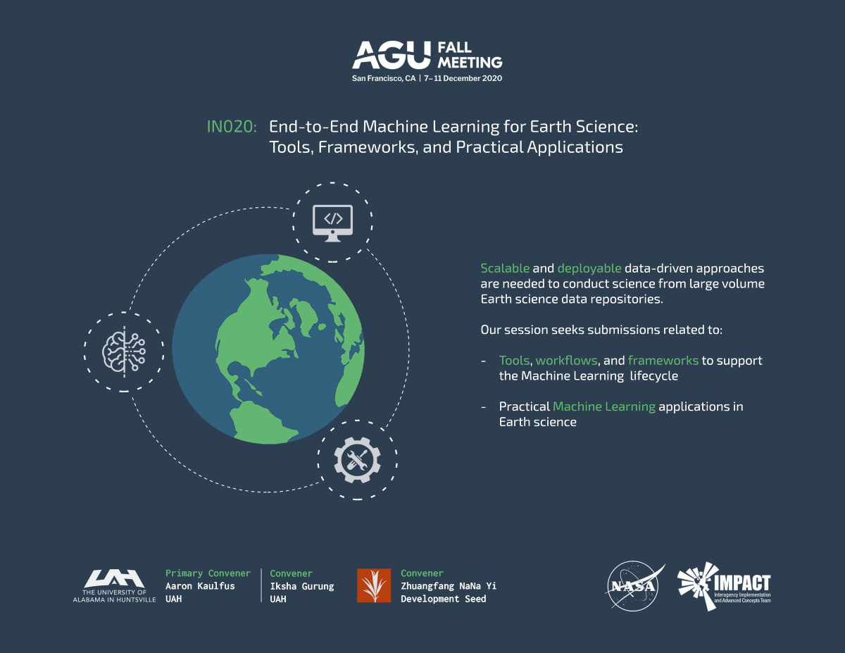 developmentseed's tweet photo. Share your tools, workflows, and frameworks for end-to-end machine learning for Earth science @theAGU! The deadline to submit an abstract for our session is Wednesday, July 29. 

https://t.co/g0mZQOVOlS https://t.co/x9YmbimPLk