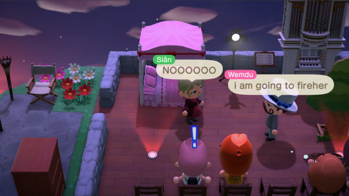SianMP's tweet photo. On Saturday night, @Wendyfer1 and I PERFORMED A PLAY on her island in #AnimalCrossingNewHorizons .

It was a 10-minute rom-com-slasher based on the life and crimes of Lizzie Borden, written by Wendy.

It was adorable and it was ART. https://t.co/pniZf4U04z