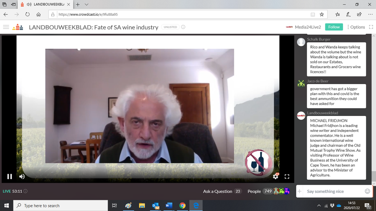 For the last 15 years government has dropped around R70 billion to try and save SAA. We are watching how an industry is being destroyed by an #alcoholban which has at least ten times more job opportunities, say Michael Fridjhon. #winecrisis