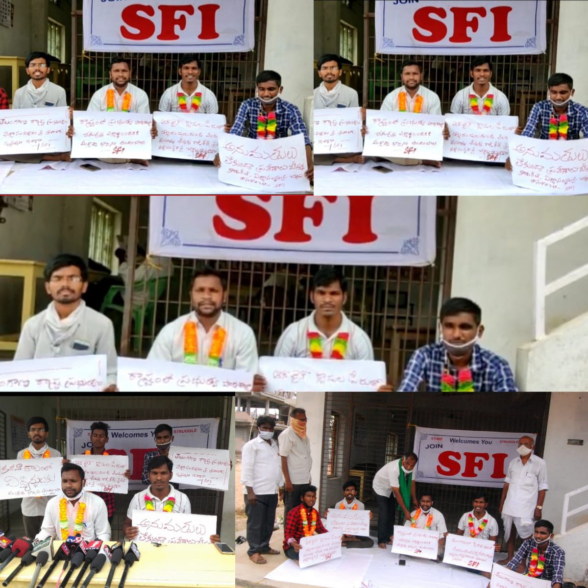 SFI_CEC's tweet photo. State wide protest by SFI Telengana against the various anti student policies of TRS government. 
#StudentsLivesMatter 
#UGCGuidelinesAgainstStudents https://t.co/mlGE5oQnJQ