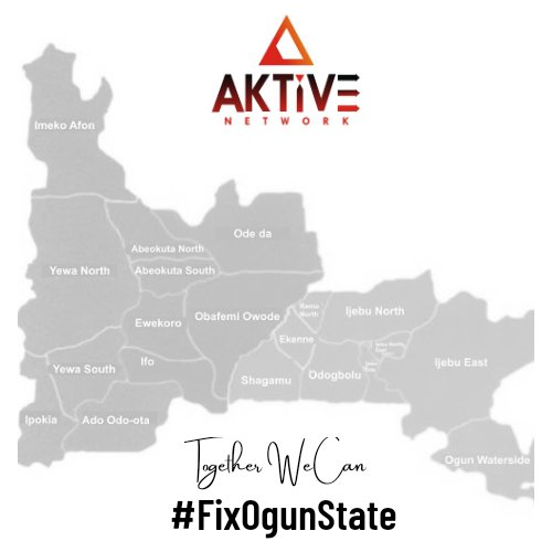 AktiveNetwork's tweet photo. What's the current problem in your Constituency you want Ogun State Government @OGSG_Official, OGHA members, Reps and Senators to fix?
Reply using #FixOgunState https://t.co/EX3QYGbzXo