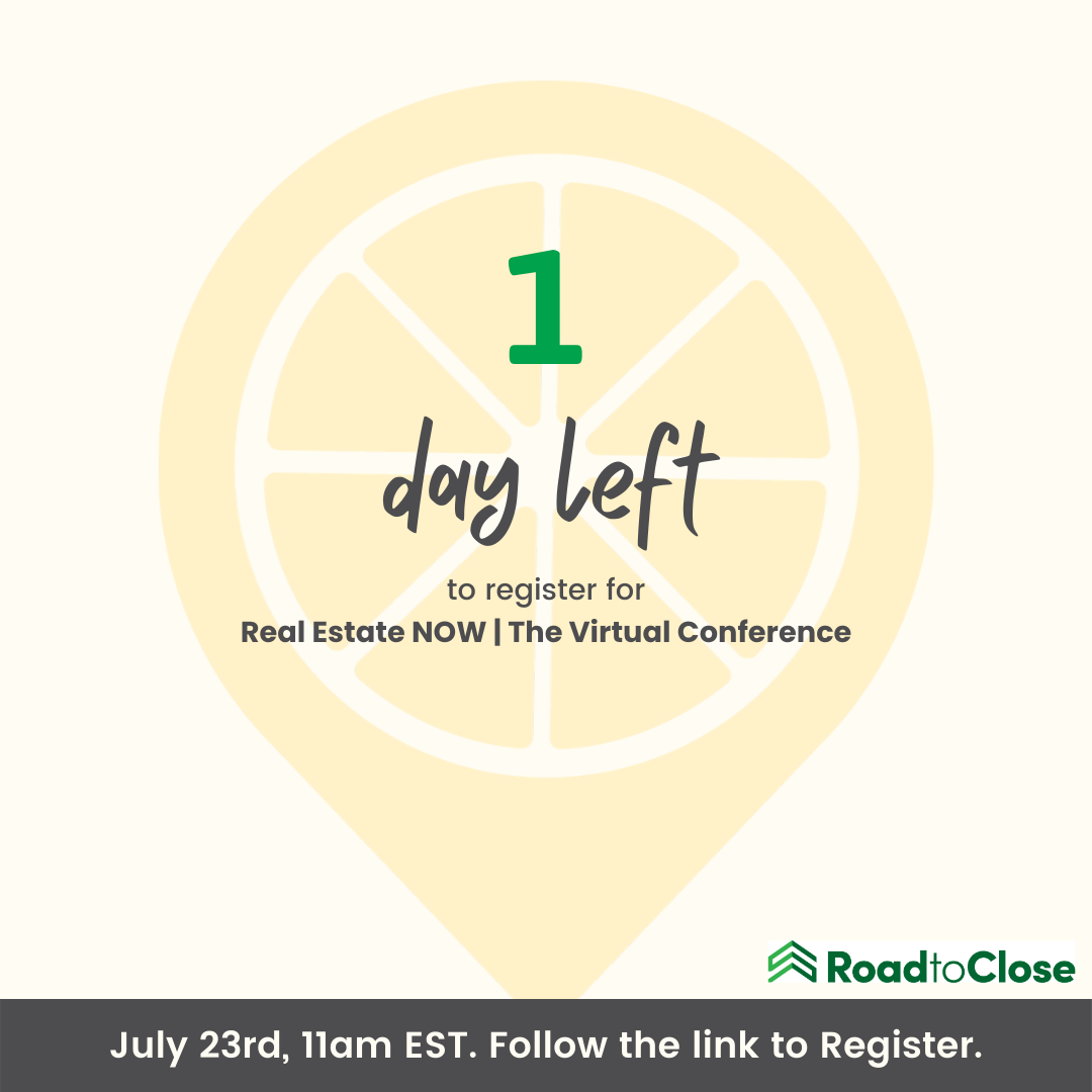 RoadtoClose's tweet photo. Don't miss it! Only 1 day until Real Estate Now, the virtual conference about the future of real estate and staying ahead of the curve. RoadtoClose is on the panel so join us and register here - https://t.co/RSZDMTZOoG  #RealEstateNOW #realestate #conference https://t.co/jjPMPk6ucs