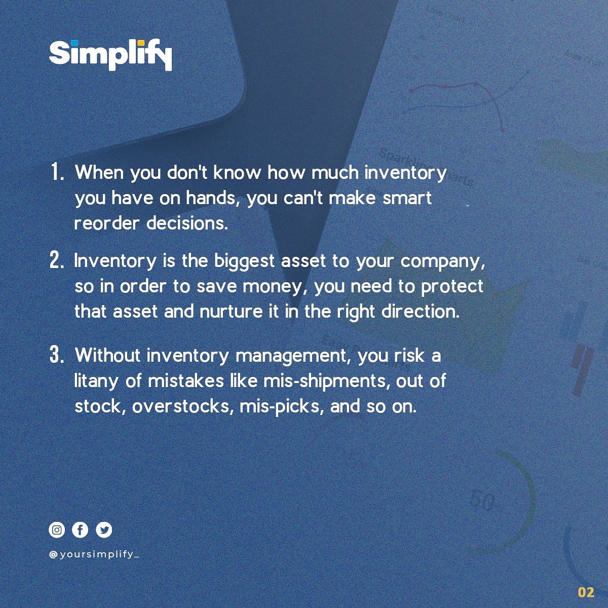 3 Things You Need to Know About Inventory Management
 From us @yoursimplify

#inventorymanagement #pos #software #businesssolution #businessmanagement #simplifyyourbusiness #salesmanagement #erp #receipting #customermanagement #ecommerce #multipleusers #invoicing #stockmanagement