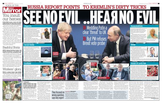 The Mirror put the report on a spread on 10-11/16