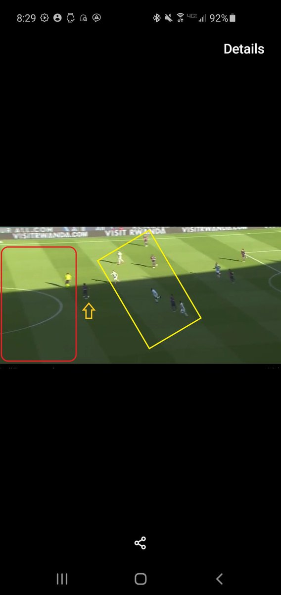 Literally 1 second later a single pack pass takes out our entire midfield line and the break is on! Pressing that high is one question but then a 2nd is what profile of player is needed to recover in transition when the press is beaten? 2nd image is moment of the throughball pass