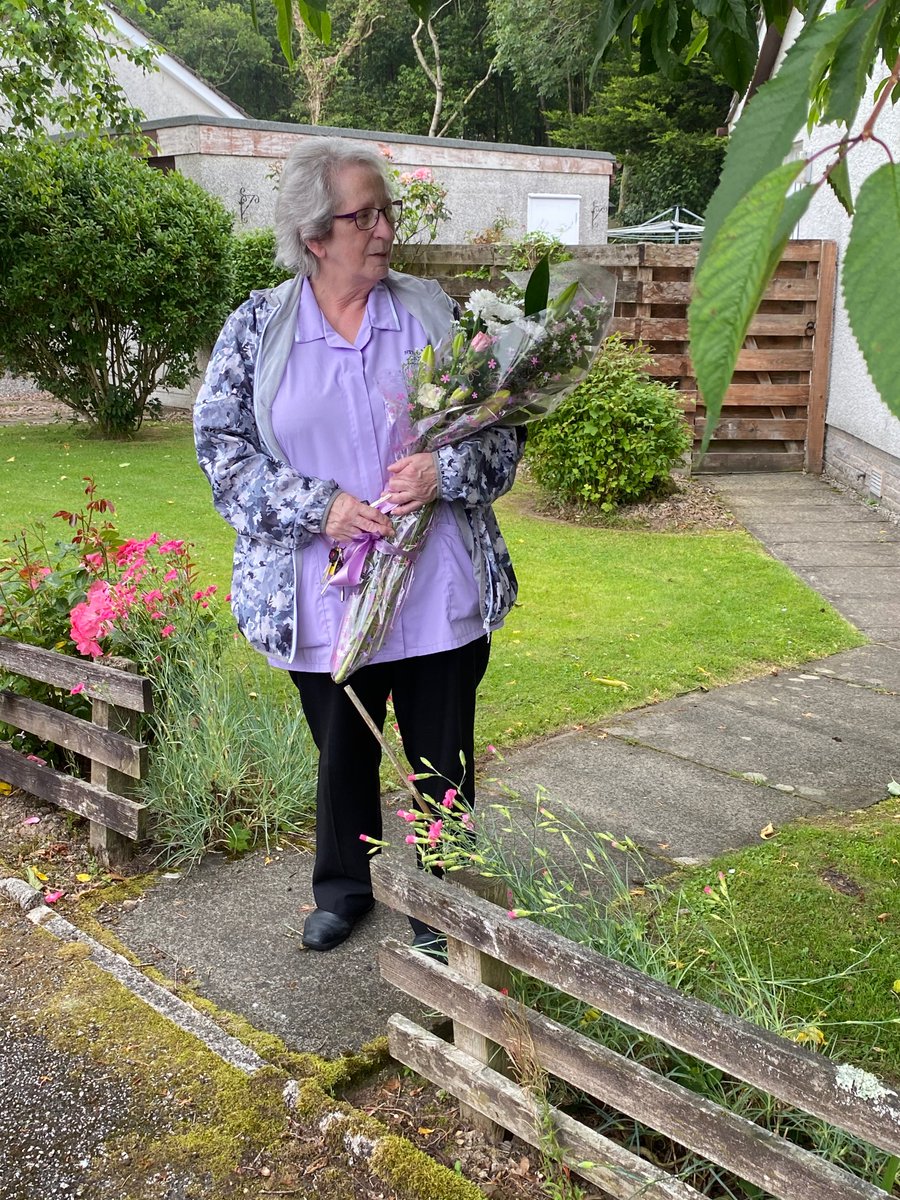 Stewartrycare's tweet photo. #Employeeownership our carer Agnes receives her free shares on completing her final shift after delaying her retirement to support the social care sector during the pandemic.
#EOistheanswer #Dumfries&amp;GallowayHSCP https://t.co/vdupTZBJWI