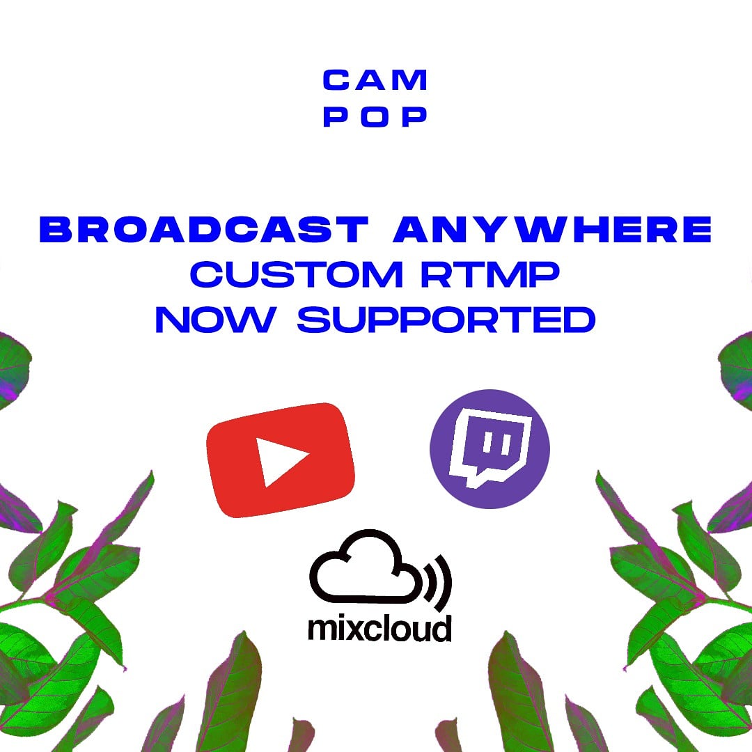 CamPopApp's tweet photo. With CamPop, you can now broadcast meaningful experiences, with multiple guests, to your favourite platform!

Simply create a show, add a "Custom Destination" and livestream to YouTube, https://t.co/Q3xPot1MkT, Mixcloud, [your own RTMP server] and more! 
#podcast #livestreaming https://t.co/DJaDQ9gaIy
