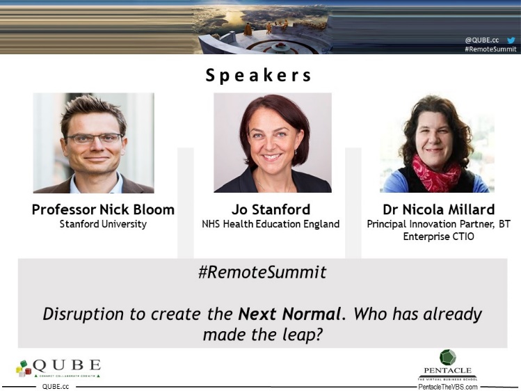 QUBEcc's tweet photo. And our final parallel session will share some amazing examples of already working in the next normal:
'Disruption to create the Next Normal. Who has already made the leap?'
#RemoteSummit #RemoteWorking @QUBEcc https://t.co/N0WU4VZzah