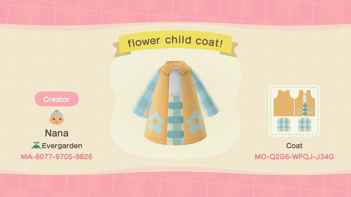 e_vergarden's tweet photo. a coat dedicated to flower loving children ๐ผ๐ฟ๐ค
โโโโ
so... i tried having a go at making my own custom design and this is the final result ๐ฅบ
#acnh #acnhprodesign #acnhdesigns #acnhcustomdesigns https://t.co/h5gCbTlNFS