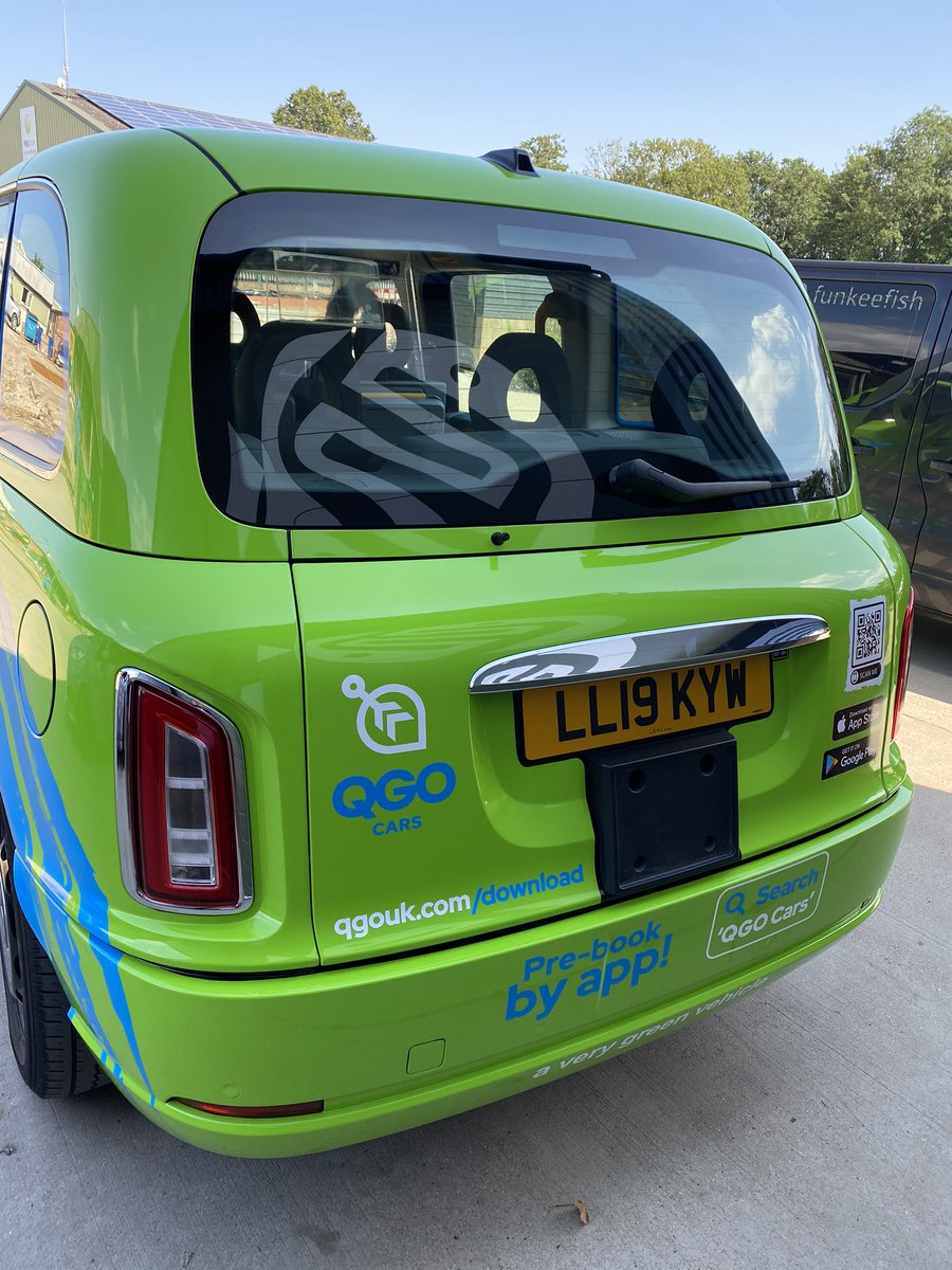 FunkeeFish's tweet image. Soon to be on the road....first electric taxi wrap for innovative new company @qgo_uk  #colchester #essex
#taxiwrap #electrictaxi #levc #eco #ecotransport #vehiclewrap #cabride #travelsafe #environmentallyfriendly
