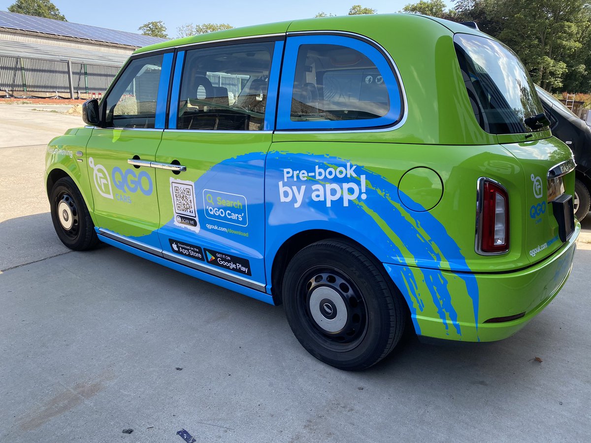 FunkeeFish's tweet image. Soon to be on the road....first electric taxi wrap for innovative new company @qgo_uk  #colchester #essex
#taxiwrap #electrictaxi #levc #eco #ecotransport #vehiclewrap #cabride #travelsafe #environmentallyfriendly