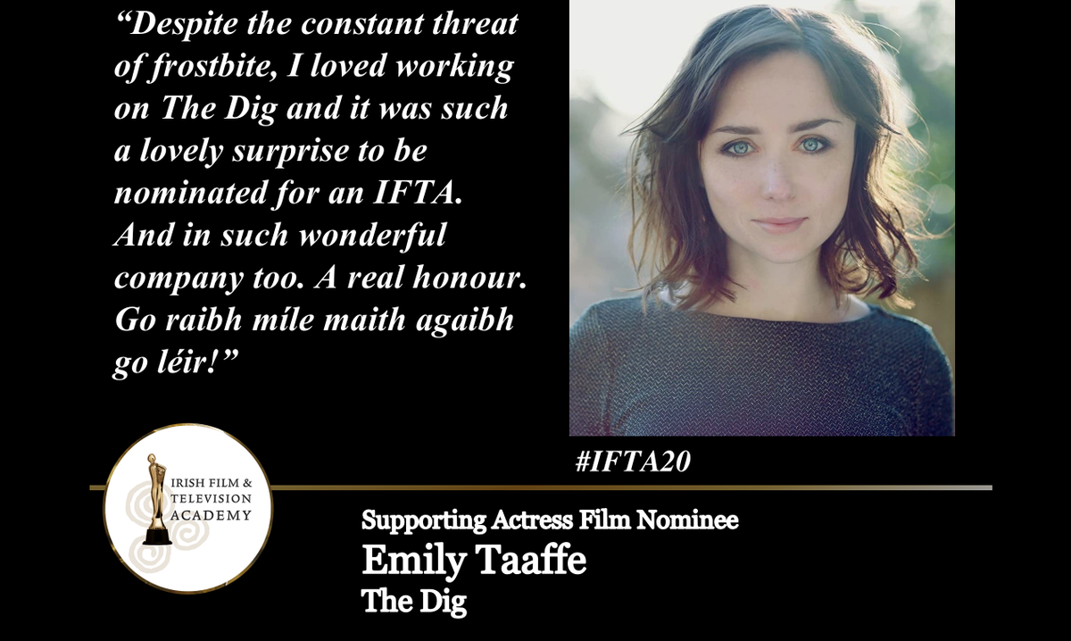 IFTA's tweet photo. "Despite the constant threat of frostbite, I loved working on The Dig and it was such a lovely surprise to be nominated..."

Congratulations @emilytaaffe on your first IFTA nomination!

#TheDig #IFTA20 #IrishFilm https://t.co/GKjVVZORoI
