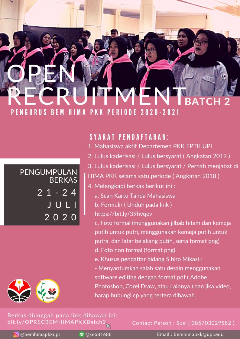 Kami mengajakmu tuk bersama memberi arti bagi semesta dengan bergabung di kepengurusan BEM HIMA PKK 2020-2021 Kabinet LENTERA