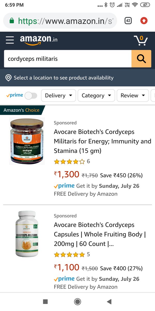 AvocareB's tweet photo. Avocare Biotech's Cordyceps Militaris for Energy; Immunity and Stamina (15 ... https://t.co/Py9isSnK2W via @amazonIN https://t.co/O77G3iVpN7