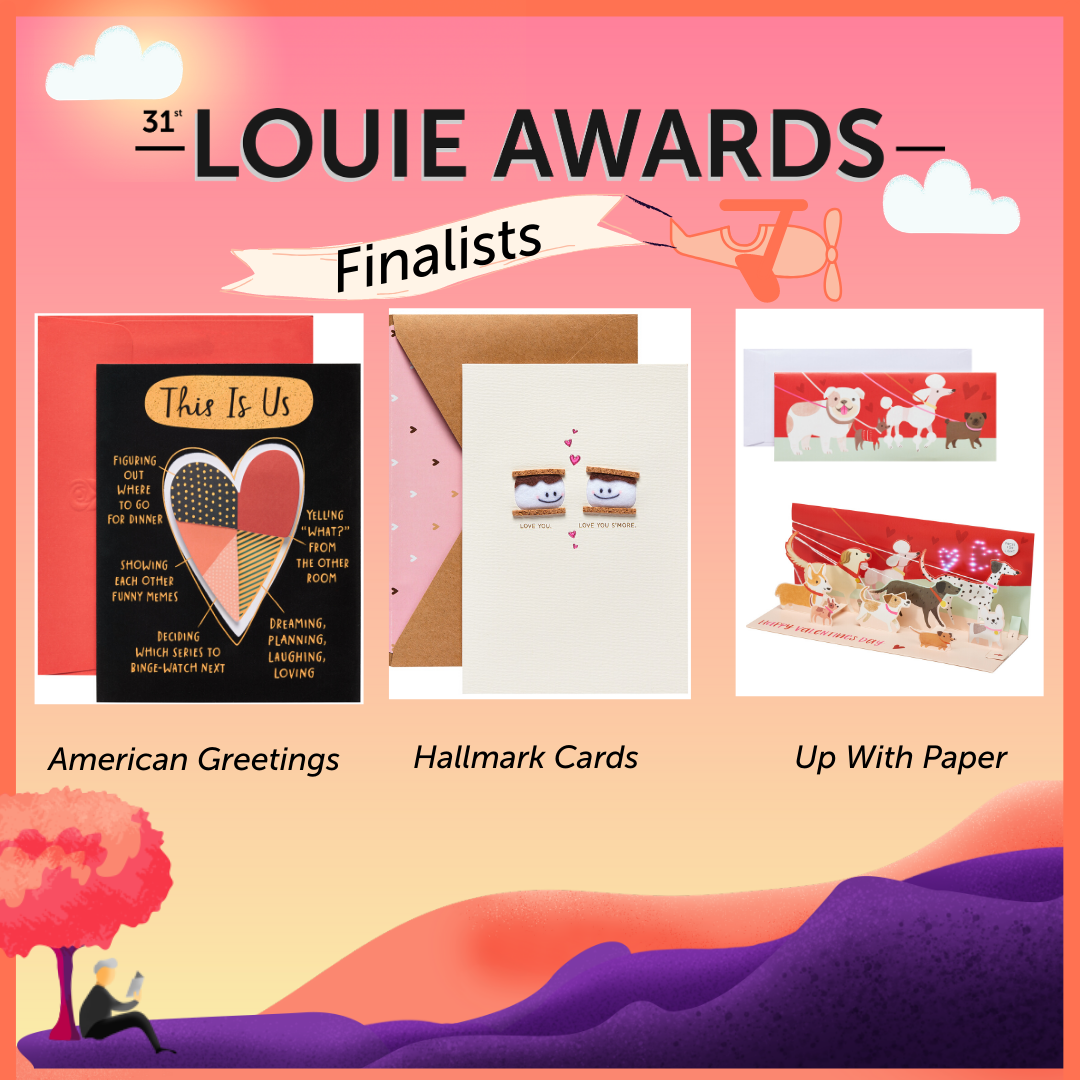 USGCA's tweet photo. Congratulations to the 2020 LOUIE Award finalists in the Valentine’s Day category! 🎉💕🎉 $5 &amp; below: @DGCards, Great Arrow Graphics, &amp; @PatentPress and $5 &amp; above: @amgreetings, @Hallmark, &amp; @upwithpaper https://t.co/WewxfErGrC 💌📬 #SendACard #LOUIEAwards2020 https://t.co/C0HbQFJXet