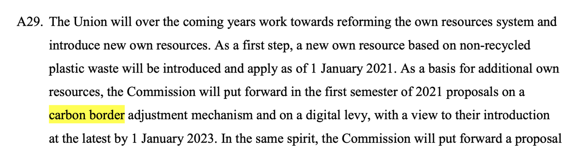 It is worth noting that the document is merely an agreement to consider a CBAM in the future. The language is very different from the language concerning the plastics tax. The latter uses “will” while the former talks about a future proposal “with a view” to eventual introduction