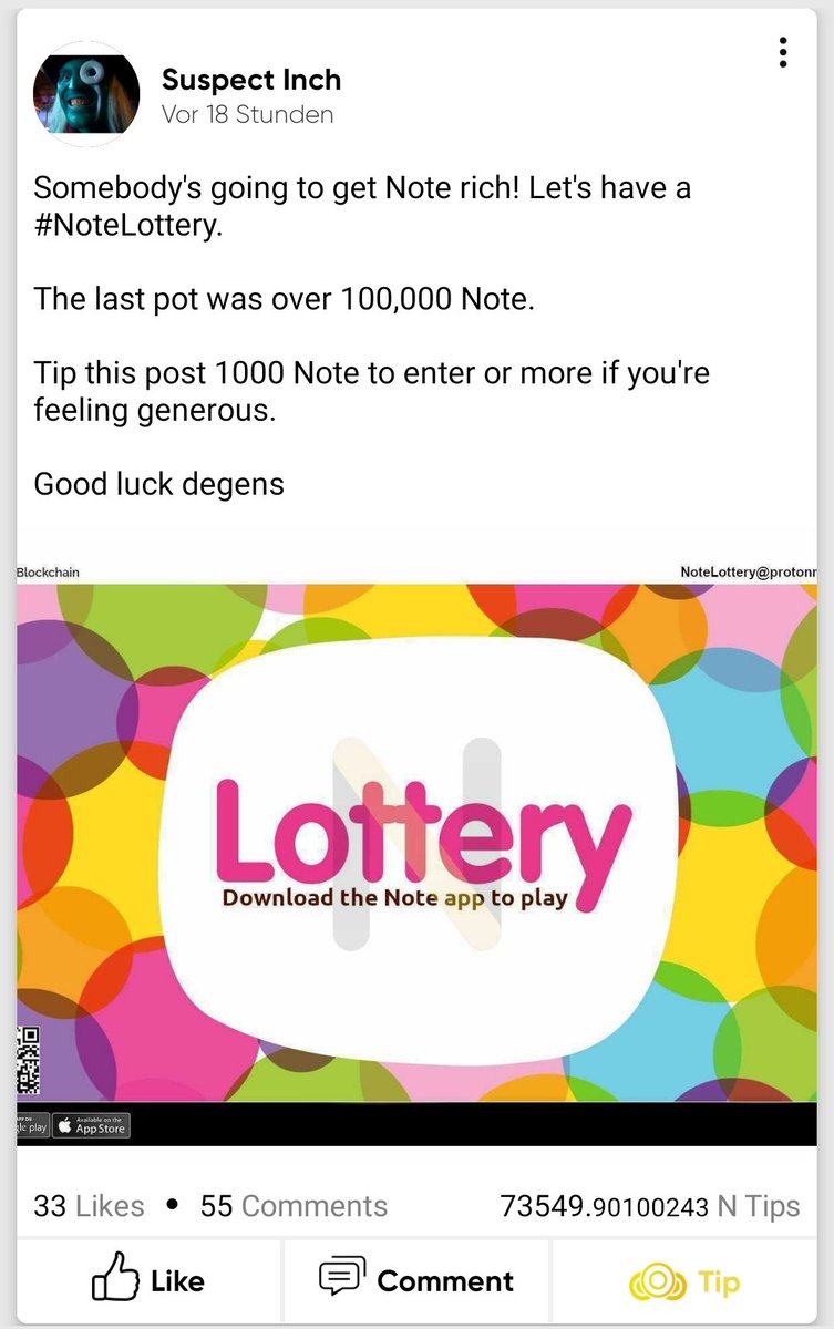 BlockchainNote's tweet photo. Hey #Notesters
It's that time again. Don't miss your chance to grab @SuspectInch's Lottery pot. It's currently at 73.5K $NTBC
You're not on #NoteSocial yet? Visit https://t.co/EdKsZWNosY, download the App and join the happy place https://t.co/C5CYqvAHas