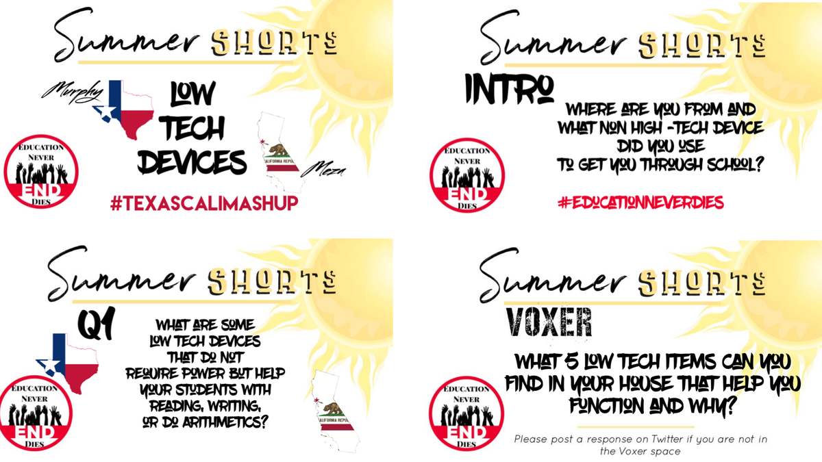 EduNeverDies's tweet photo. Join us tonight at 9:30 pm EST for the #SummerShort Series.
Murphy/Meza will kick us off with a video.
We’ll follow up with an #EducationNeverDies question. The final question can be answered on Twitter or Voxer.
Can’t wait to see you tonight! https://t.co/hxWtmQkRBA