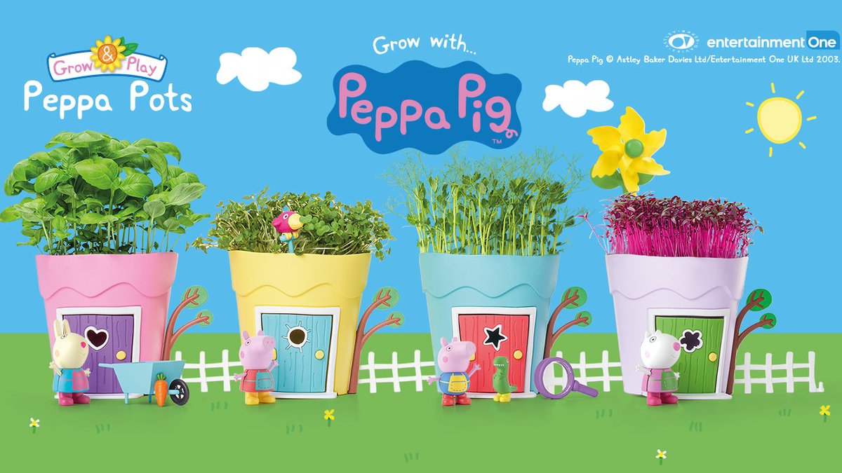 PeppaGrowNPlay's tweet photo. Grow &amp; Play with Peppa Pig and friends with NEW Peppa Pots! 🐷🐰🐑

Grow real plants with easy to grow seeds 🌱 Collect all 4 to make a street!

#PeppaPig #PeppaPots #PeppaPigGrowAndPlay #Toys #NewToys #UKToys #OutdoorToys #IndoorToys #GrowYourOwn #Flowerpot #ToyFlowerpot https://t.co/AH48I9nrlV