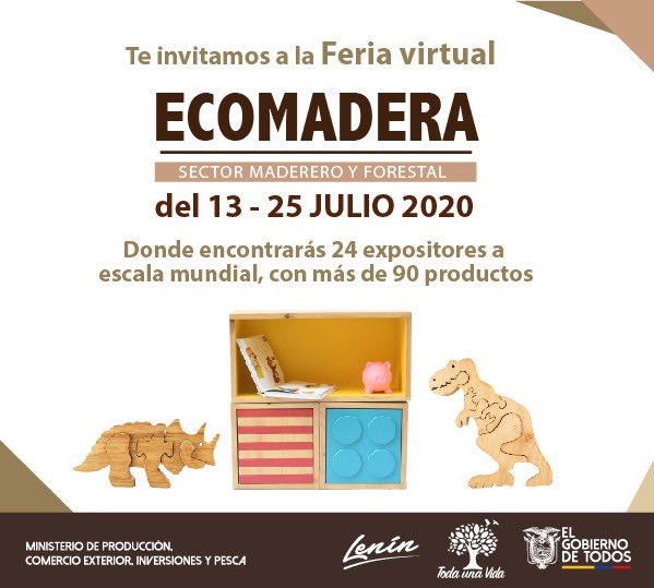 Produccion_Ecu's tweet photo. Con el objetivo de impulsar la oferta del sector maderero ecuatoriano.
Te invitamos hasta el 25 de julio, a visitar la feria virtual #Ecomadera.
¡Encuentra las mejores ofertas y productos! #JuntosEcuador
Conéctate aquí 👉🏻 https://t.co/LZCzJZHa3Y. https://t.co/JYnWQutNqN