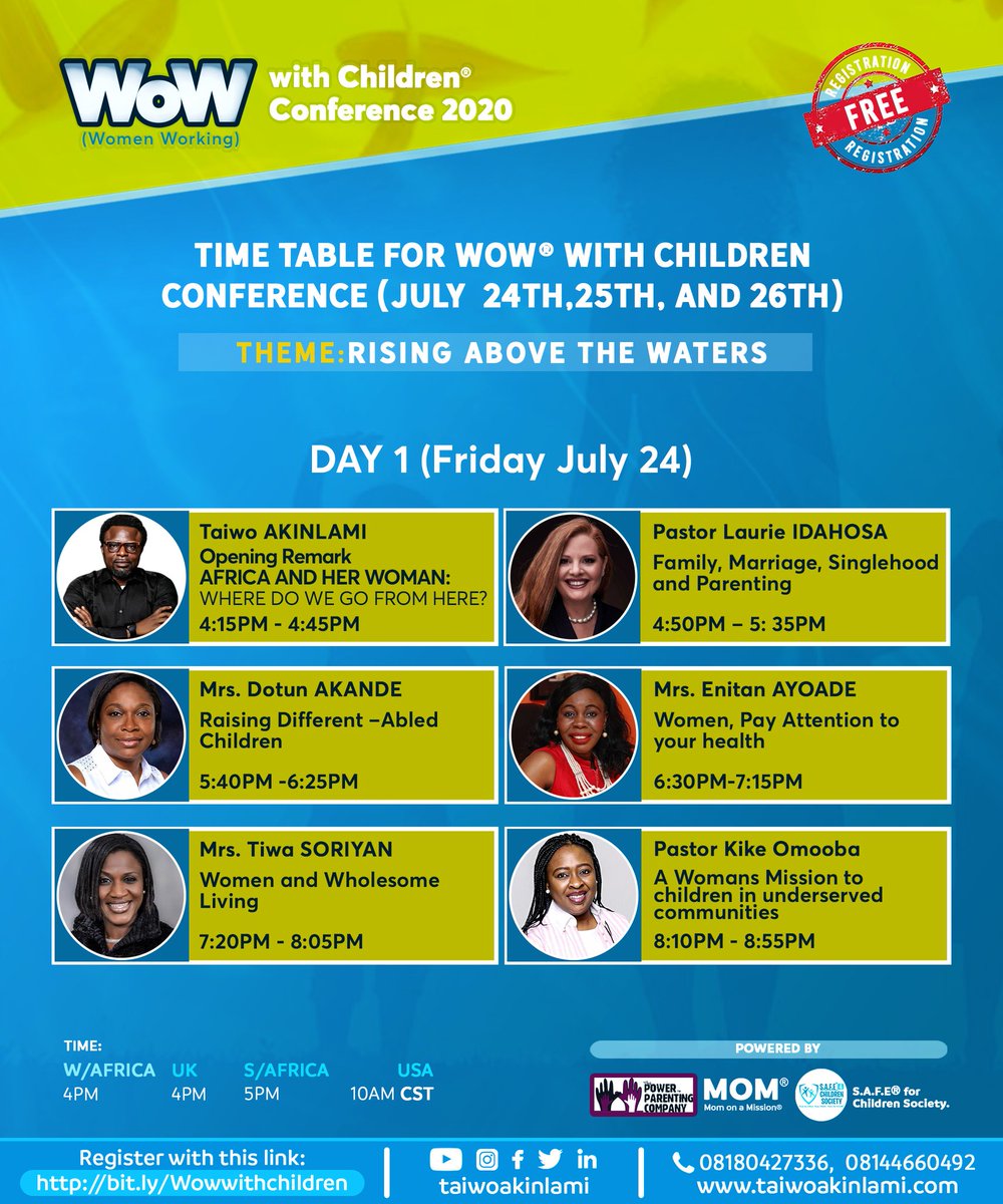 omoobaka's tweet photo. The WOW® with Children Conference 2020 is set to lead value-oriented, solution-based and socially-relevant conversations aimed at empowering the African woman. 
 Registration is COMPULSORY.
Simply use the link to register:  https://t.co/ptTKVavQDW https://t.co/uxqPqI0NRm