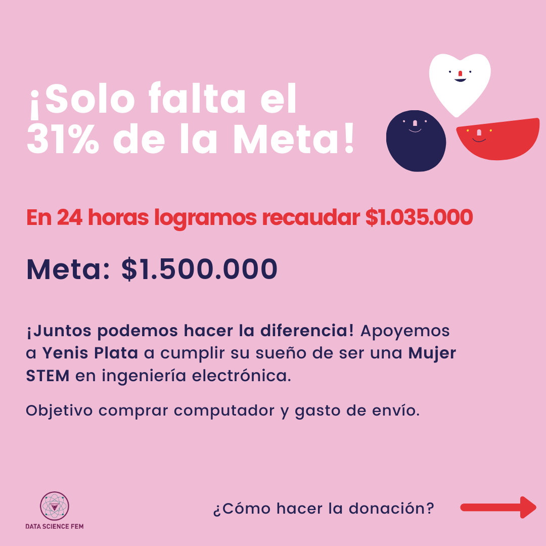 DataScienceFEM's tweet photo. 🙇‍♀️¡Falta poco! Apoyemos a Yenis Plata a cumplir su sueño e ser una #MujerSTEM en ingeniería electrónica. Continuemos compartiendo con amigos, familiares, jefes y empresas👩🏻‍💻  por #MásMujeresSTEM 

Info:
E-mail: hi@datasciencefem.com 
Whatsapp: +57 322 6175126 
#WomenInTech https://t.co/l2UVTxCJYJ