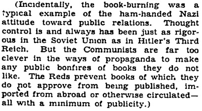 Anyway. The Wall Street Journal, May 1958. A piece from one William Henry Chamberlin. This uses the phrase “reactionary liberals” in a way exactly opposite from the way I've used it. Oh well. It’s, in large part, an indictment of progressive censorship, specifically in literature