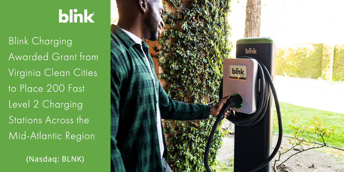 BlinkCharging's tweet photo. Blink has been awarded a grant by @VaCleanCities to deploy 200 Blink Fast Level 2 - 19.2 kW charging stations across the Mid-Atlantic region, including locations in Virginia, Maryland, West. Virginia and Washington, DC: https://t.co/oVwJRm8F89 $BLNK https://t.co/jatGukVwzY